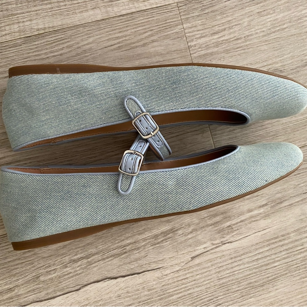 NWOT Bandolino Philly Mary Jane Ballet Flats Light Blue Denim Feminine - Size 10 - Picture 8 of 11